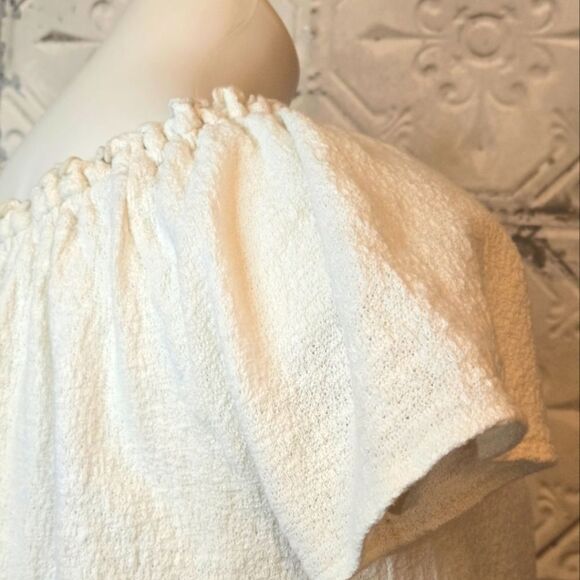 Madewell Texture & Thread Drawstring Top Smocked Round Neck Cotton Size XS - Picture 8 of 13